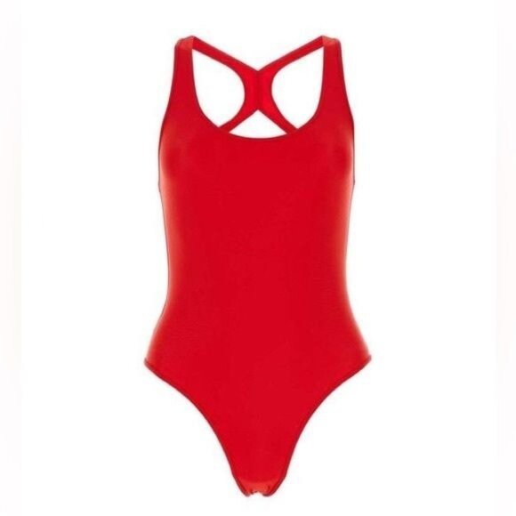 AMI Alexandre Mattiussi One Piece Swimsuit in Scarlet Red - Picture 1 of 5